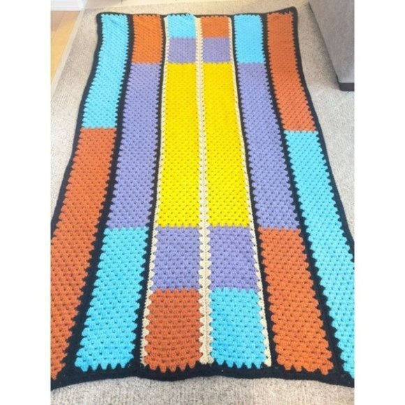 Crochet Blanket Colorful Handmade - Picture 3 of 4